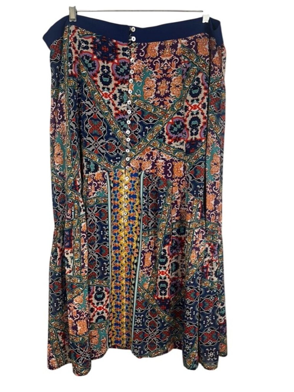 Colorful Floral Maxi Skirt 14 Boho Indie Western Folk Peasant Festival Artsy 80s